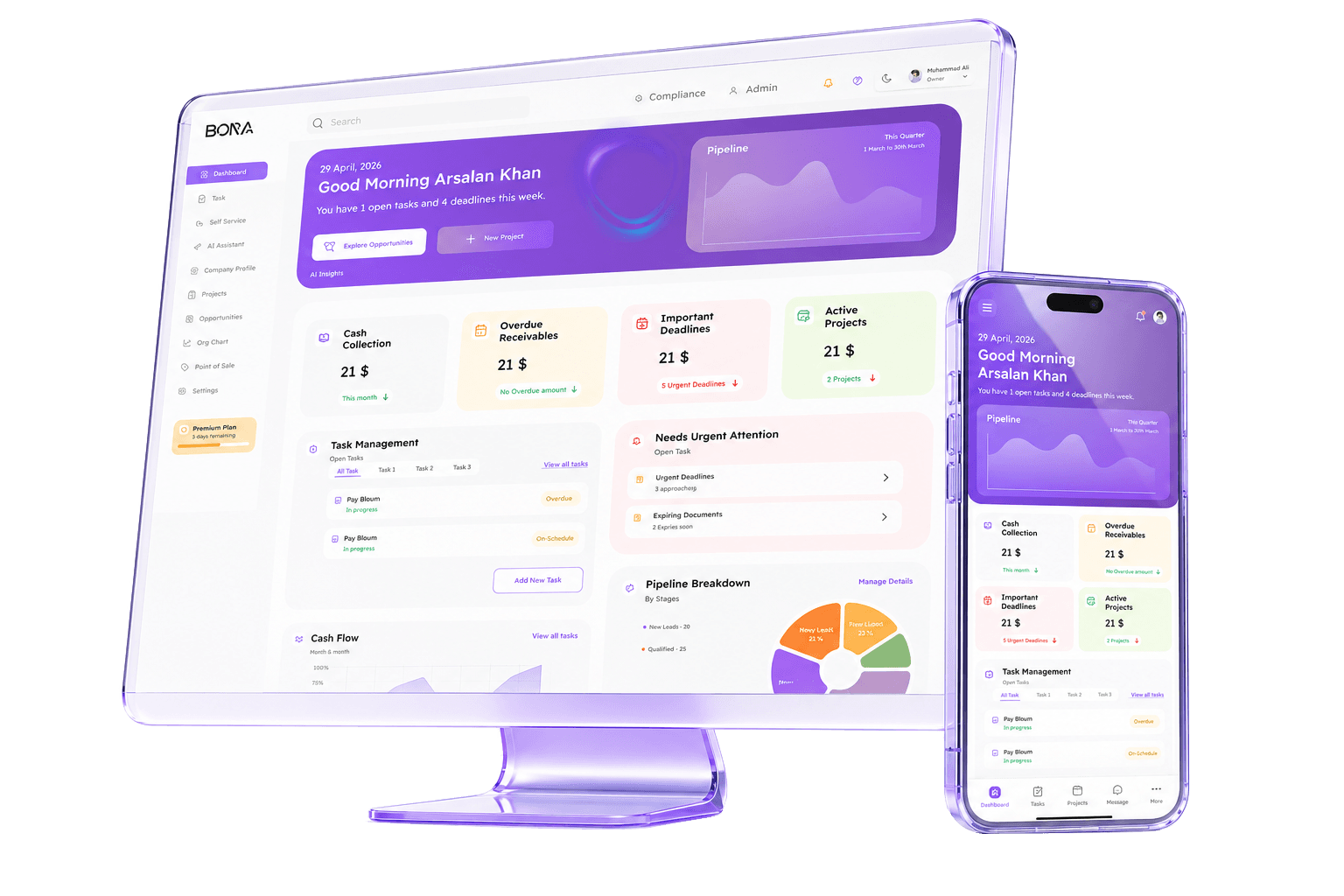 BORA platform on desktop and mobile